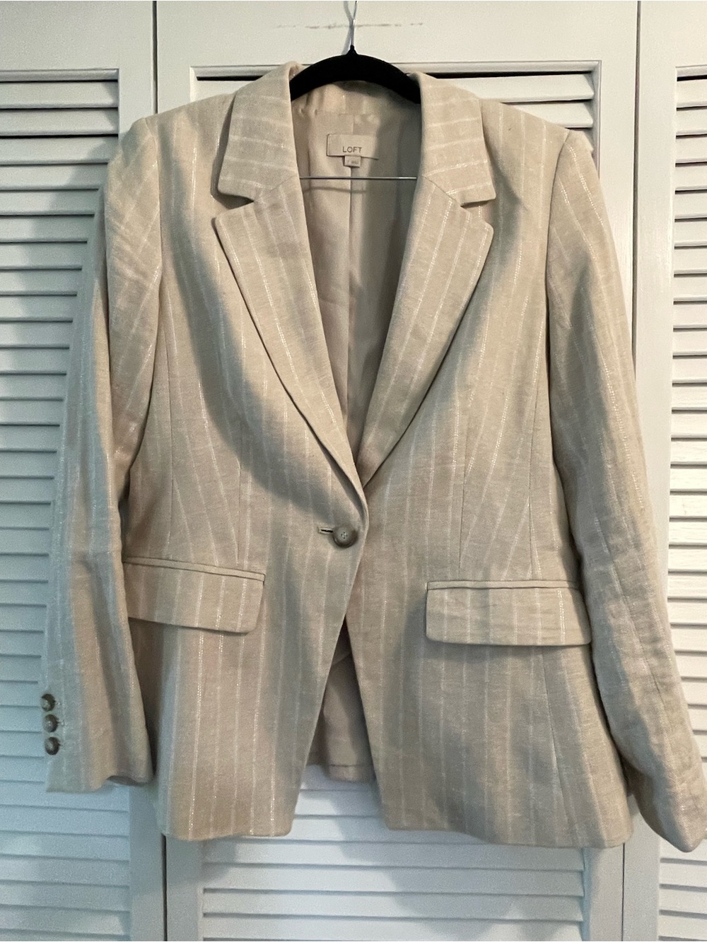 Loft Shimmer Stripe Linen Blend Modern Blazer